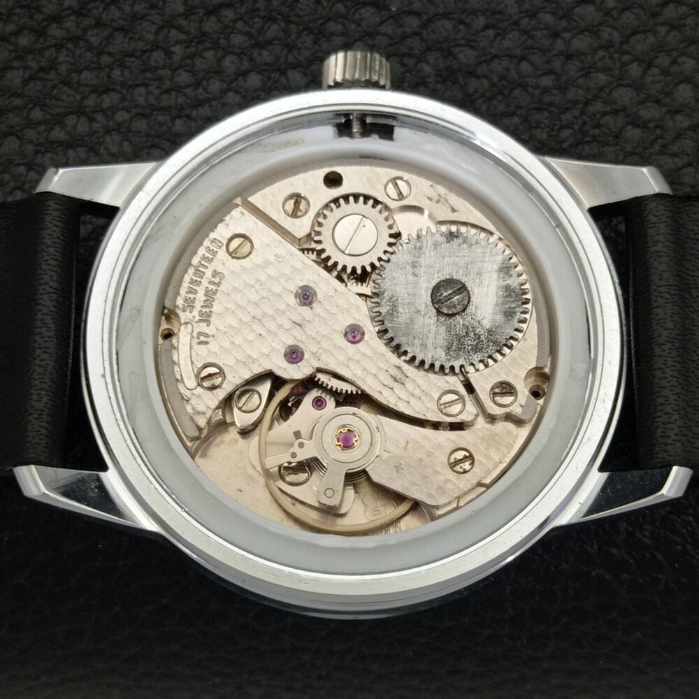 Vintage 1982 Fortis Manual Mens Silver Watch W/Leather Strap & Black accents - Picture 9 of 9